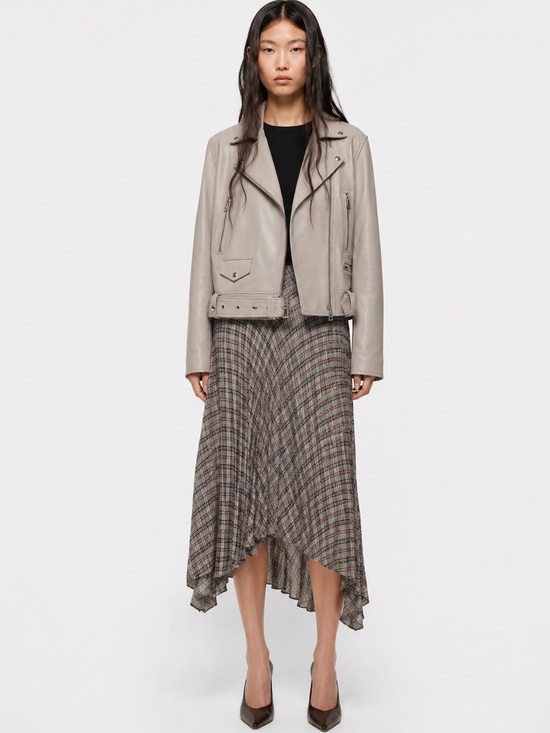 Acne Studios Jackets & Blazers - Acne Studios Merlyn Oversized Leather Moto Jacket 38 Dove Gray Lamb Leather